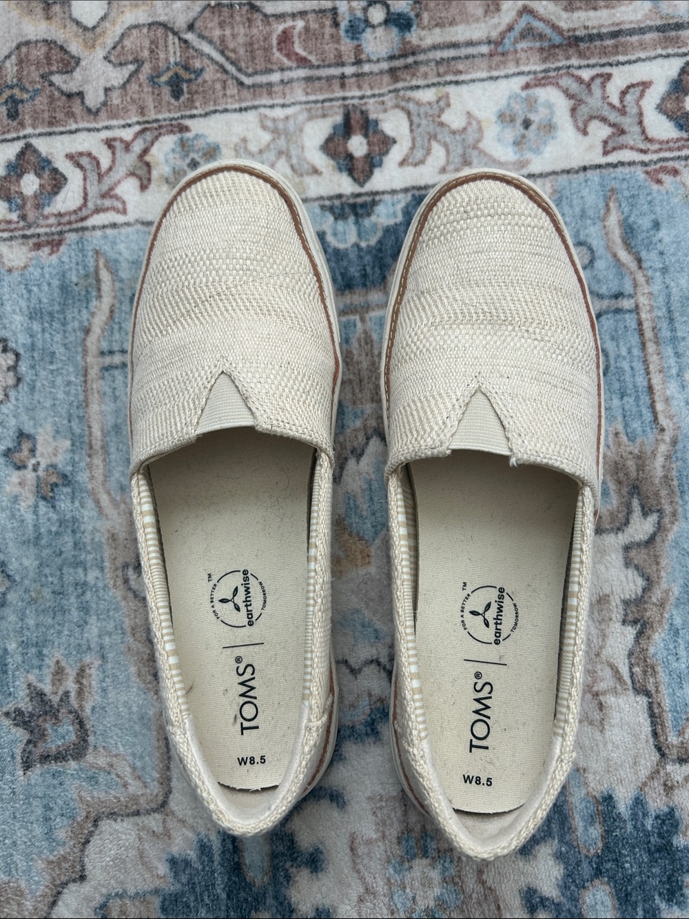 TOMS Woven Slip-On Flats in Natural Cream